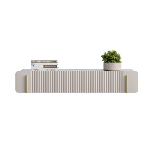 Toaletka Malmi 100 cm wisząca z szufladami - kaszmir / crema bianca / złoty